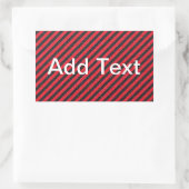Zwarte rode dun diagonaal strepen rechthoekige sticker (Tas)