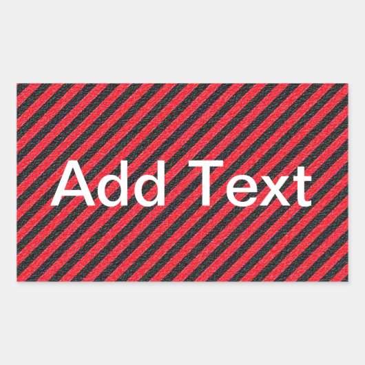 Zwarte rode dun diagonaal strepen rechthoekige sticker (Voorkant)