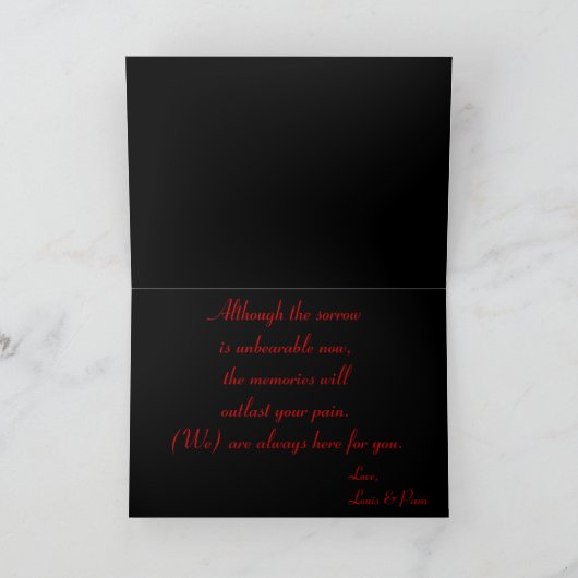 Zwarte rode, eenvoudige florale kaart voor sympath (Binnen)