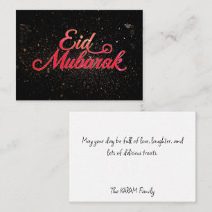 Zwarte & Rode Eid Mubarak Notitiekaart Notitiekaartje
