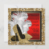 Zwarte, rode en gouden hoge hakken verjaardagsfees kaart (Voorkant)