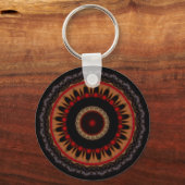 Zwarte, rode en gouden mandala sleutelhanger (Voorkant)