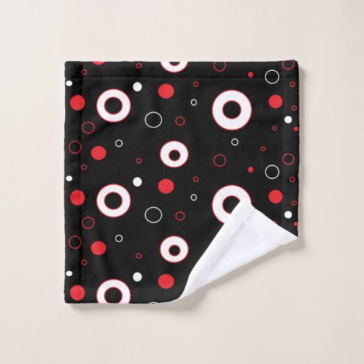 Zwarte rode en witte bellen Polka Dot Towel Set Bad Handdoek (Wasdoekje)