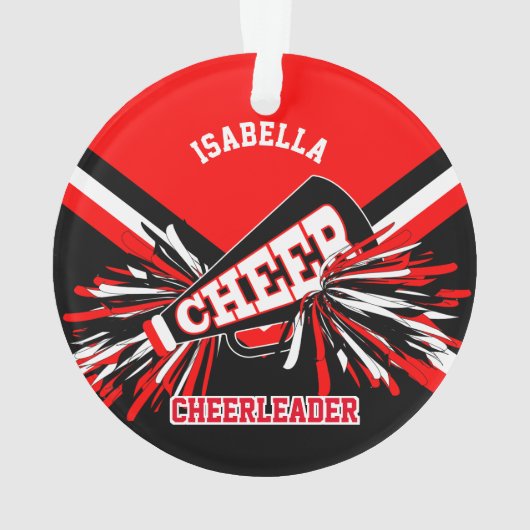 Zwarte, rode en witte Cheerleader Ornament (achterkant)
