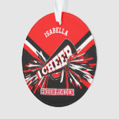 Zwarte, rode en witte Cheerleader Ornament (voorkant)