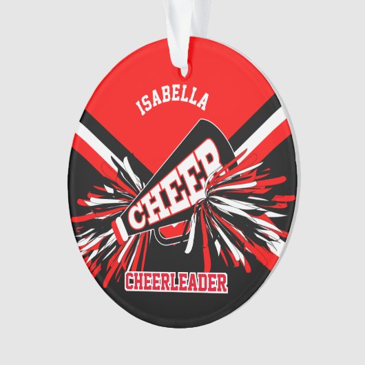 Zwarte, rode en witte Cheerleader Ornament (voorkant)