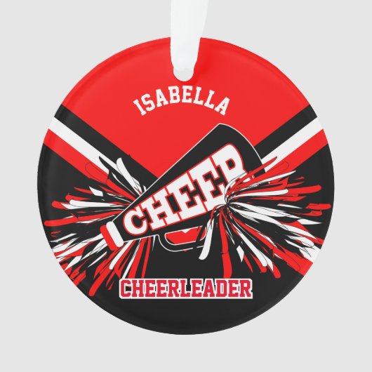 Zwarte, rode en witte Cheerleader Ornament (voorkant)