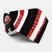 Zwarte, rode en witte grote strepen stropdas (Opgerold)