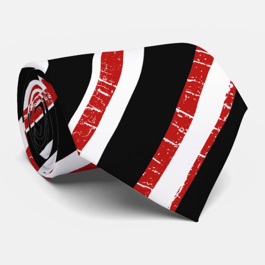 Zwarte, rode en witte grote strepen stropdas (Opgerold)