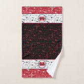 Zwarte rode en witte muzieknoten badhanddoekset bad handdoek (Handdoek)