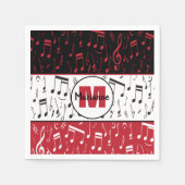 Zwarte rode en witte muzieknoten servet (Voorkant)