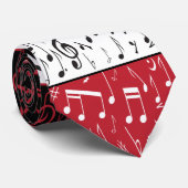 Zwarte rode en witte muzieknoten stropdas (Opgerold)