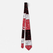 Zwarte rode en witte muzieknoten stropdas (Achterkant)