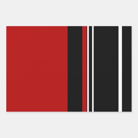 Zwarte rode en witte strepen inpakpapier vel (Voorkant)