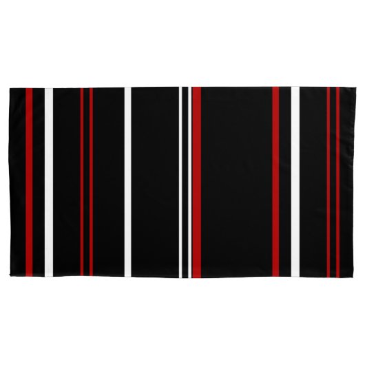 Zwarte rode en witte strepen kussensloop (Voorkant-Links)