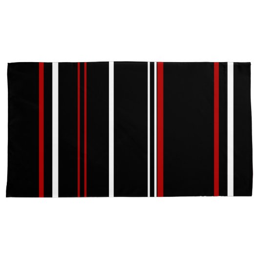 Zwarte rode en witte strepen kussensloop (Voorkant-Rechts)