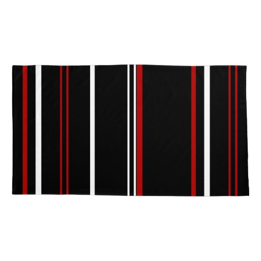 Zwarte rode en witte strepen kussensloop (Achterkant-Links)