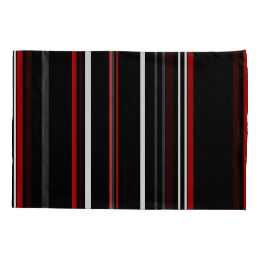 Zwarte rode en witte strepen kussensloop (Achterkant-Links)