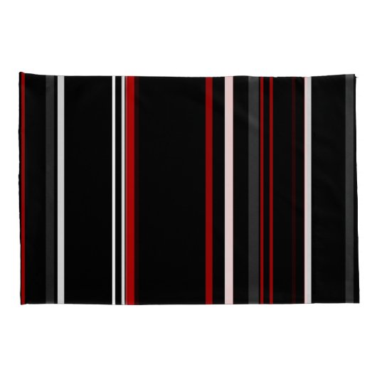 Zwarte rode en witte strepen kussensloop (Achterkant-Rechts)