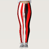 Zwarte rode en witte strepen leggings (Voorkant)