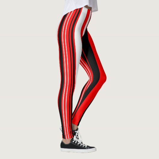 Zwarte rode en witte strepen leggings (Rechts)