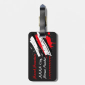 Zwarte, rode en witte warme hoogten bagagelabel (Achterkant verticaal)