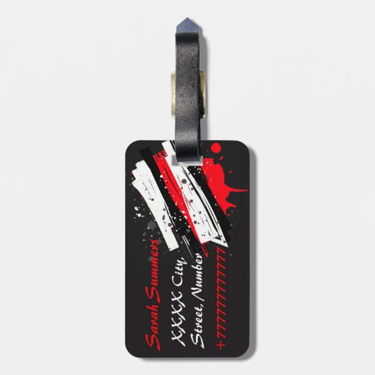 Zwarte, rode en witte warme hoogten bagagelabel (Achterkant verticaal)