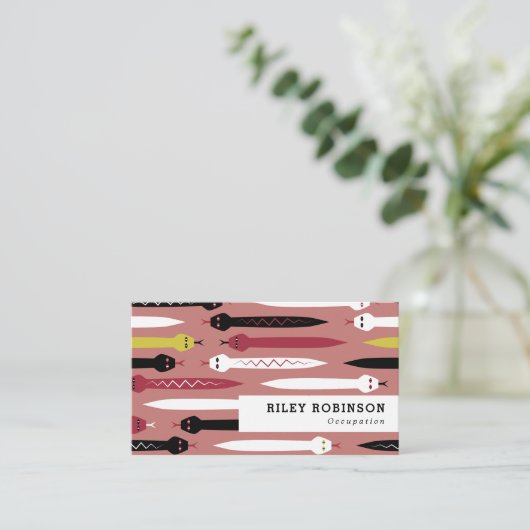 Zwarte rode, gele en witte slangen visitekaartje (Staand voorkant)