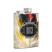 Zwarte rode gele hipster Patroon Heupfles (Rechts)