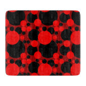 Zwarte rode gestippelde cirkels glazen snijplank (Voorkant)