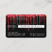 Zwarte rode glitter druppelt metallisch krediet visitekaartje (Achterkant)