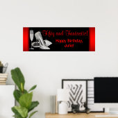 Zwarte Rode Glitter Hoge Hakken Verjaardagsfeest B Poster (Thuiskantoor)