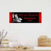 Zwarte Rode Glitter Hoge Hakken Verjaardagsfeest B Poster (Keuken)