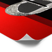 Zwarte rode glitter op hoge hoogte - verjaardagsfe poster (Hoek)