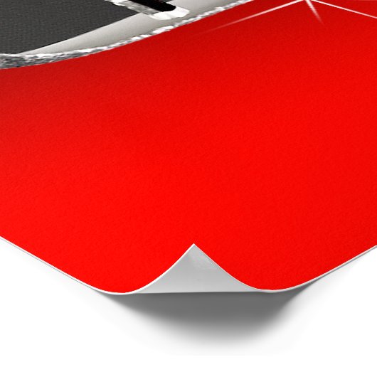 Zwarte rode glitter op hoge hoogte - verjaardagsfe poster (Hoek)