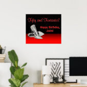 Zwarte rode glitter op hoge hoogte - verjaardagsfe poster (Thuiskantoor)