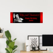 Zwarte rode glitter op hoge hoogte - verjaardagsfe poster (Thuiskantoor)