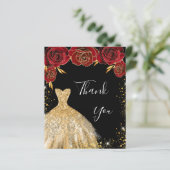 Zwarte rode gouden jurk, bloederige verjaardag bed (Staand voorkant)