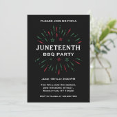 Zwarte Rode Groene Vuurwerk Juneteenth BBQ Feestje Kaart (Staand voorkant)