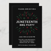 Zwarte Rode Groene Vuurwerk Juneteenth BBQ Feestje Kaart (Voorkant / Achterkant)