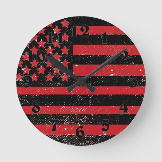 Zwarte rode grunge Amerikaanse vlag klok (Voorkant)