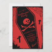 Zwarte & Rode Hand Getrokken Kist Halloween Party Kaart (Voorkant)