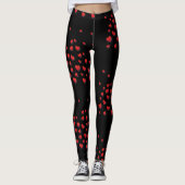 Zwarte Rode Harten Moderne Leggings Valentijnsdag (Voorkant)