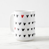 Zwarte rode harten schattig koffiemok (Voorkant links)