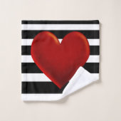 Zwarte rode hartstreep witte strepen bad handdoek (Wasdoekje)