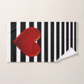 Zwarte rode hartstreep witte strepen bad handdoek (Handdoek)