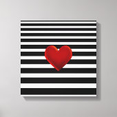 Zwarte rode hartstreep witte strepen canvas afdruk (Voorkant)