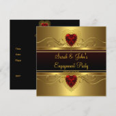 Zwarte Rode Heart van de Engagement Party Kaart (Voorkant / Achterkant)