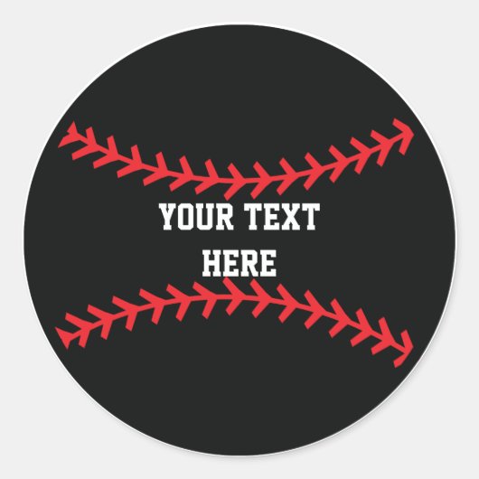 Zwarte Rode Honkbal Sport Verjaardagsfeest Sticker (Voorkant)