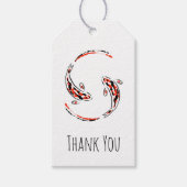 Zwarte & Rode Japanse Koi visartistieke dank Cadeaulabel (Voorkant)